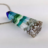 3D Aquascape Tower Pendant, Dichroic Ocean Beach Necklace