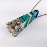3D Aquascape Tower Pendant, Dichroic Ocean Beach Necklace