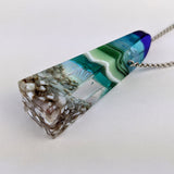 3D Aquascape Tower Pendant, Dichroic Ocean Beach Necklace