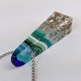 3D Aquascape Tower Pendant, Dichroic Ocean Beach Necklace