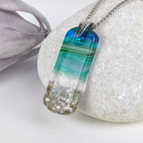 Aqua Green Standard Fused Dichroic Glass Aquascape Necklace