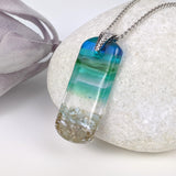Aqua Green Standard Fused Dichroic Glass Aquascape Necklace