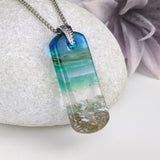 Aqua Green Standard Fused Dichroic Glass Aquascape Necklace