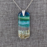 Aqua Green Standard Fused Dichroic Glass Aquascape Necklace
