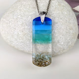 Bright Blue Standard Fused Dichroic Glass Aquascape Necklace