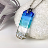 Bright Blue Standard Fused Dichroic Glass Aquascape Necklace