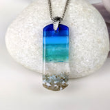 Bright Blue Standard Fused Dichroic Glass Aquascape Necklace