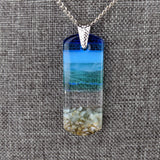 Bright Blue Standard Fused Dichroic Glass Aquascape Necklace