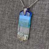 Bright Blue Standard Fused Dichroic Glass Aquascape Necklace