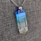 Bright Blue Standard Fused Dichroic Glass Aquascape Necklace