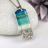Aqua Green Standard Fused Dichroic Glass Aquascape Necklace
