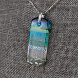 Aqua Green Shimmer Fused Dichroic Glass Aquascape Necklace