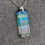 Aqua Green Shimmer Fused Dichroic Glass Aquascape Necklace