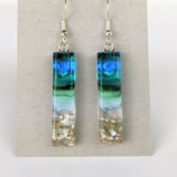 Aqua Green Standard Fused Dichroic Glass Aquascape Dangle Earrings