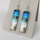 Aqua Green Standard Fused Dichroic Glass Aquascape Dangle Earrings