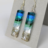 Aqua Green Standard Fused Dichroic Glass Aquascape Dangle Earrings