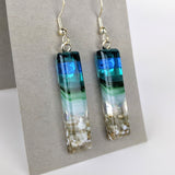 Aqua Green Standard Fused Dichroic Glass Aquascape Dangle Earrings