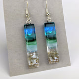 Aqua Green Standard Fused Dichroic Glass Aquascape Dangle Earrings