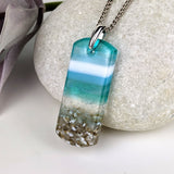 Light Sky Blue Standard Fused Dichroic Glass Aquascape Necklace