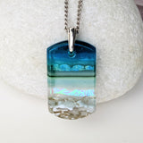 Aqua Green 1.5 Shimmer Fused Dichroic Glass Aquascape Necklace