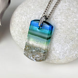 Aqua Green 1.5 Standard Fused Dichroic Glass Aquascape Necklace