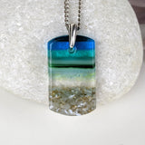 Aqua Green 1.5 Standard Fused Dichroic Glass Aquascape Necklace