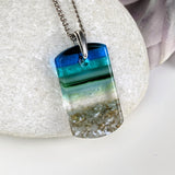 Aqua Green 1.5 Standard Fused Dichroic Glass Aquascape Necklace