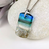 Aqua Green 1.5 Standard Fused Dichroic Glass Aquascape Necklace
