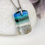 Aqua Green 1.5 Standard Fused Dichroic Glass Aquascape Necklace
