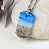 Bright Blue 1.5 Standard Fused Dichroic Glass Aquascape Necklace