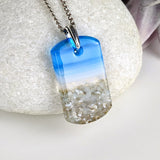 Bright Blue 1.5 Standard Fused Dichroic Glass Aquascape Necklace