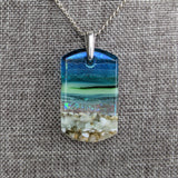 Aqua Green 1.5 Shimmer Fused Dichroic Glass Aquascape Necklace