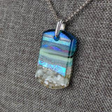 Aqua Green 1.5 Shimmer Fused Dichroic Glass Aquascape Necklace