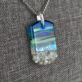 Aqua Green 1.5 Shimmer Fused Dichroic Glass Aquascape Necklace
