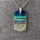 Aqua Green 1.5 Standard Fused Dichroic Glass Aquascape Necklace