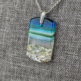 Aqua Green 1.5 Standard Fused Dichroic Glass Aquascape Necklace