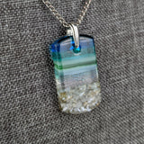 Aqua Green 1.5 Standard Fused Dichroic Glass Aquascape Necklace