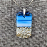 Bright Blue 1.5 Standard Fused Dichroic Glass Aquascape Necklace