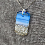 Bright Blue 1.5 Standard Fused Dichroic Glass Aquascape Necklace