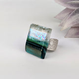 Green Aquascape Fused Glass Adjustable Cocktail Statement Ring
