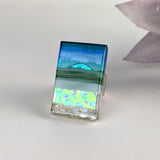 Blue Aquascape Fused Glass Adjustable Cocktail Statement Ring