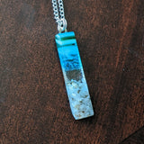 Clear Aqua Green Thin Standard Fused Dichroic Glass Aquascape Necklace
