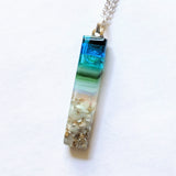 Aqua Green Thin Standard Fused Dichroic Glass Aquascape Necklace