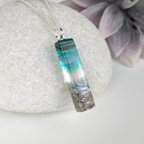Clear Aqua Green Thin Standard Fused Dichroic Glass Aquascape Necklace