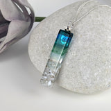 Aqua Green Thin Standard Fused Dichroic Glass Aquascape Necklace