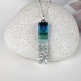 Aqua Green Thin Standard Fused Dichroic Glass Aquascape Necklace