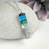 Aqua Green Thin Standard Fused Dichroic Glass Aquascape Necklace