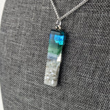 Aqua Green Thin Standard Fused Dichroic Glass Aquascape Necklace