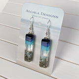Midnight Blue Standard Fused Dichroic Glass Aquascape Dangle Earrings