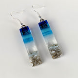 Bright Blue Standard Fused Dichroic Glass Aquascape Dangle Earrings